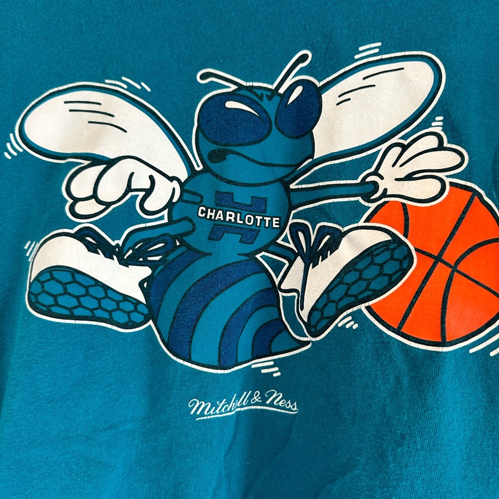 Mitchell n ness charlotte hornets tee used up size XXL